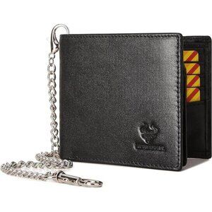 Genuine Leather Bifold Wallet Minimalist With 2 ID Window